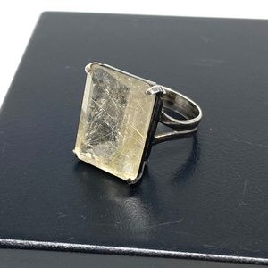 Rutilated Quartz Ring - Sterling Silver Modernist